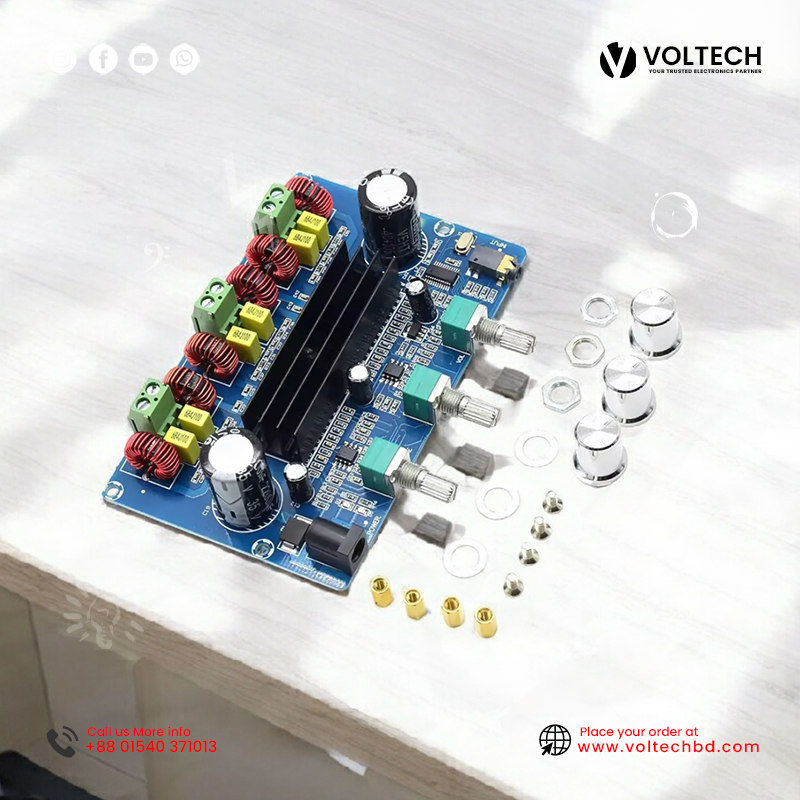 TPA3116D2 50W x2 Stereo Bluetooth 5 Amplifier (Blue Color) | Voltech Electronics