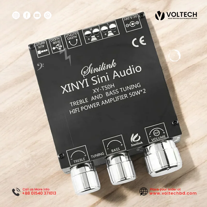 XINYI Sini Audio XY-T50H + App  (50W + 50W Stereo) + App Support (TPA 3116D2) | Voltech Electronics