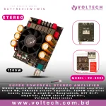 WUZHI Audio ZK-6002 1200W Hi-Fi Stereo Amplifier Board | Dual TPA3255 Class-D | 600W × 2 | DC 18-50V | Stereo Compatible with ZK-PRO2