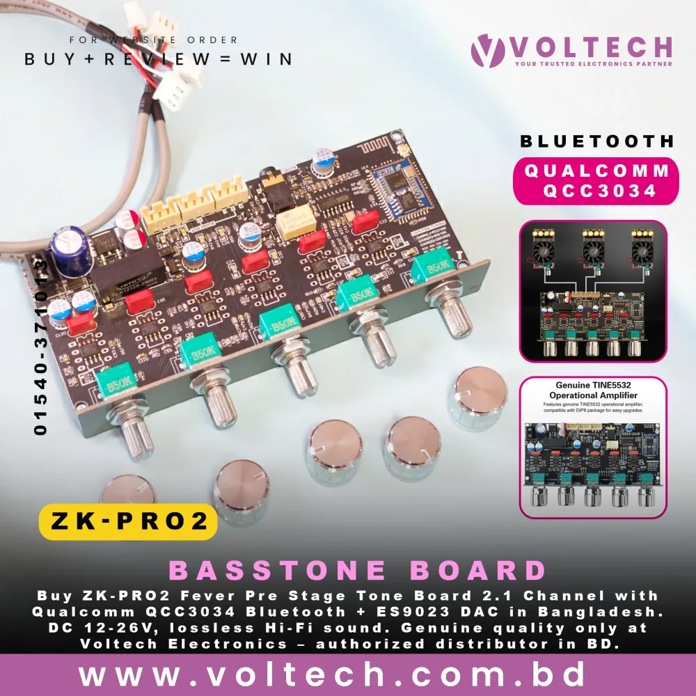 Wuzhi Audio ZK-PRO2 Fever 2.1 Pre Stage Tone Board QCC3034 Bluetooth ES9023