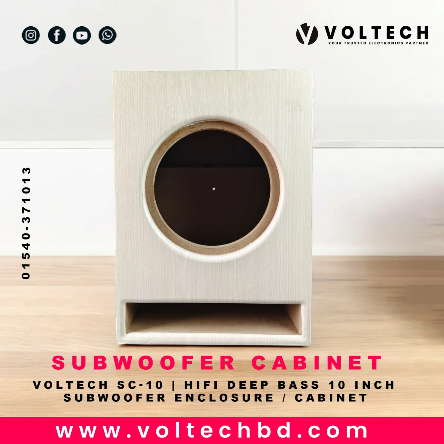 Voltech SC-10 | HiFi Deep Bass 10 Inch Subwoofer Enclosure / Cabinet