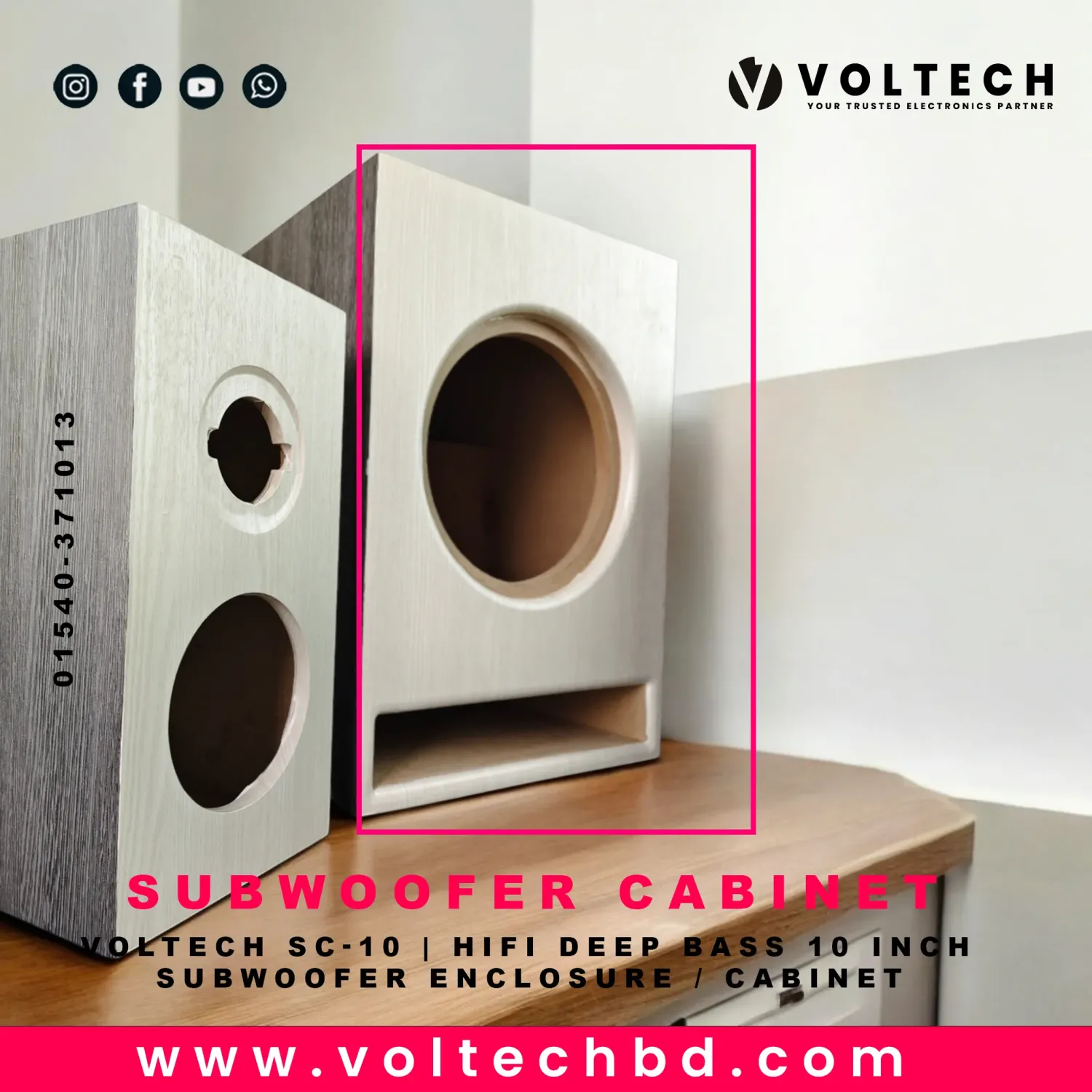 Voltech SC-10 | HiFi Deep Bass 10 Inch Subwoofer Enclosure / Cabinet