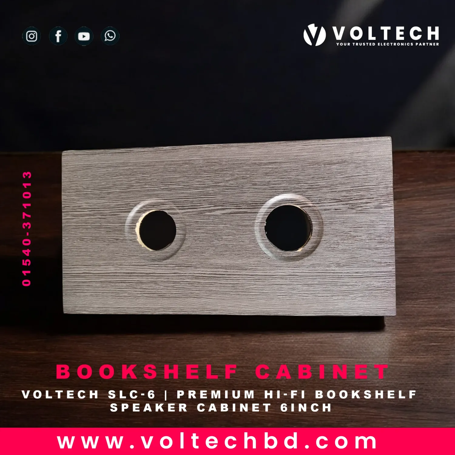 Voltech SLC-6 | Premium Hi-Fi Bookshelf Speaker Cabinet | High-Quality MDF Build