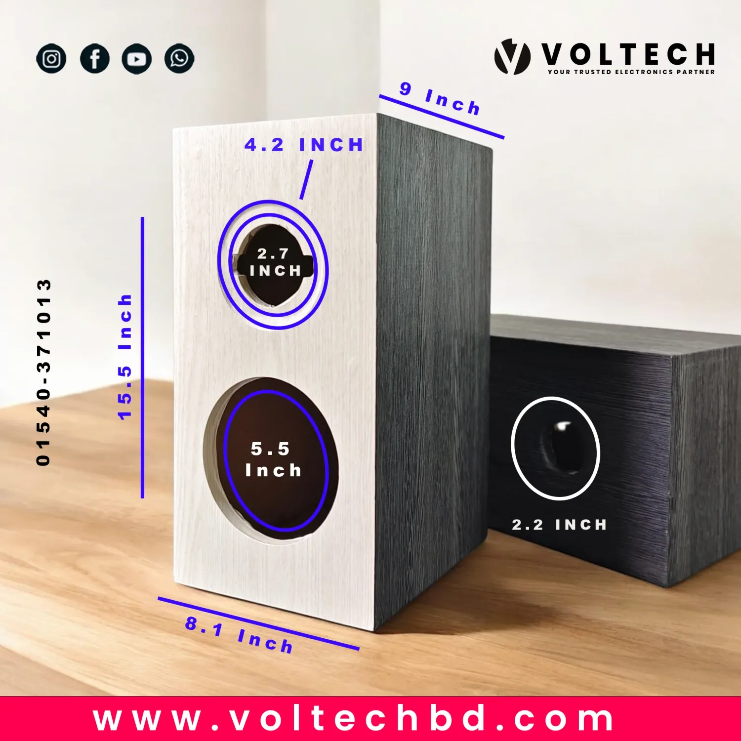Voltech SLC-6 | Premium Hi-Fi Bookshelf Speaker Cabinet | High-Quality MDF Build