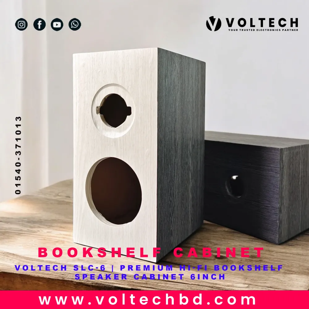 Voltech SLC-6 | Premium Hi-Fi Bookshelf Speaker Cabinet | High-Quality MDF Build