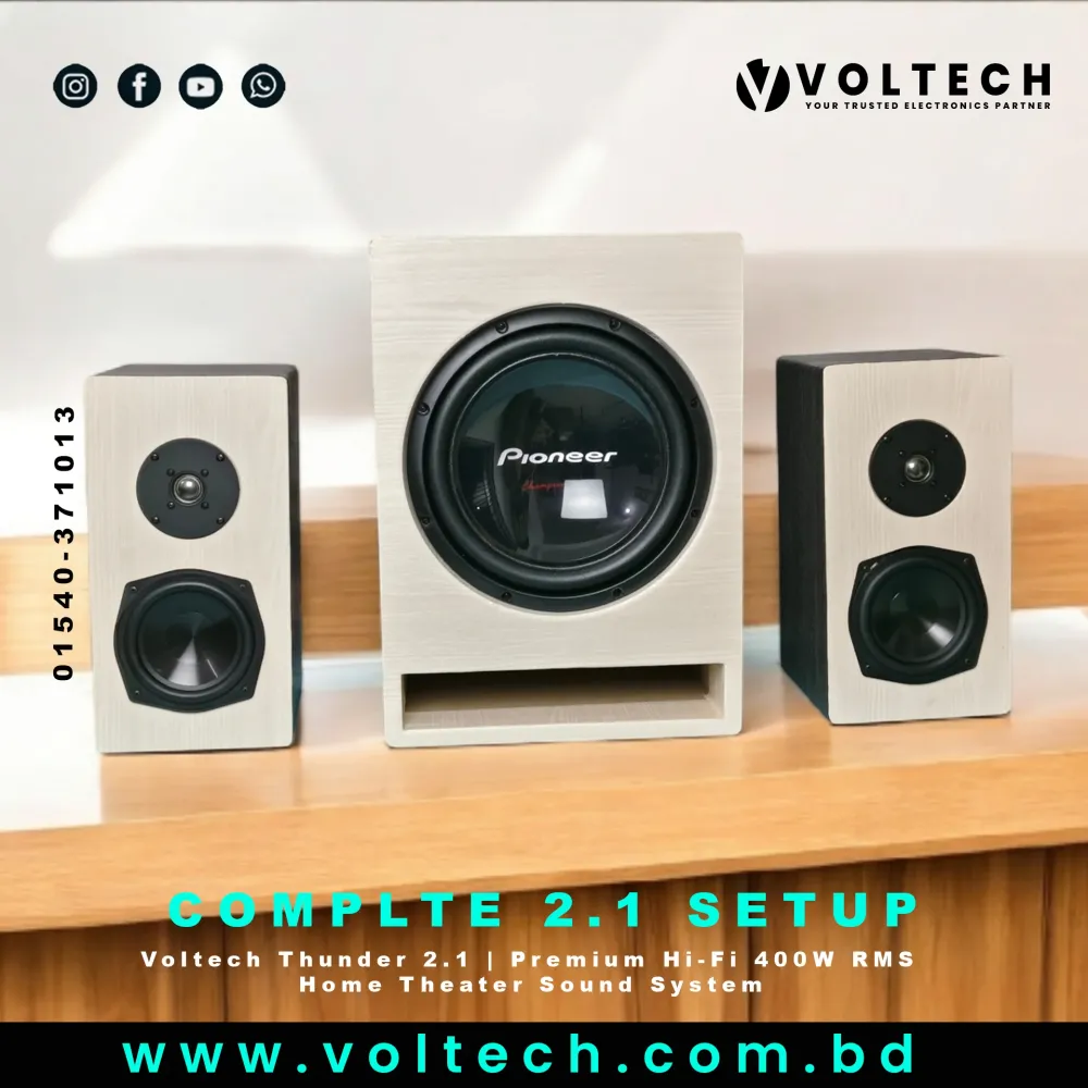 Voltech Thunder 2.1 | Premium Hi-Fi 400W RMS Home Theater Sound System | Voltech Electronics