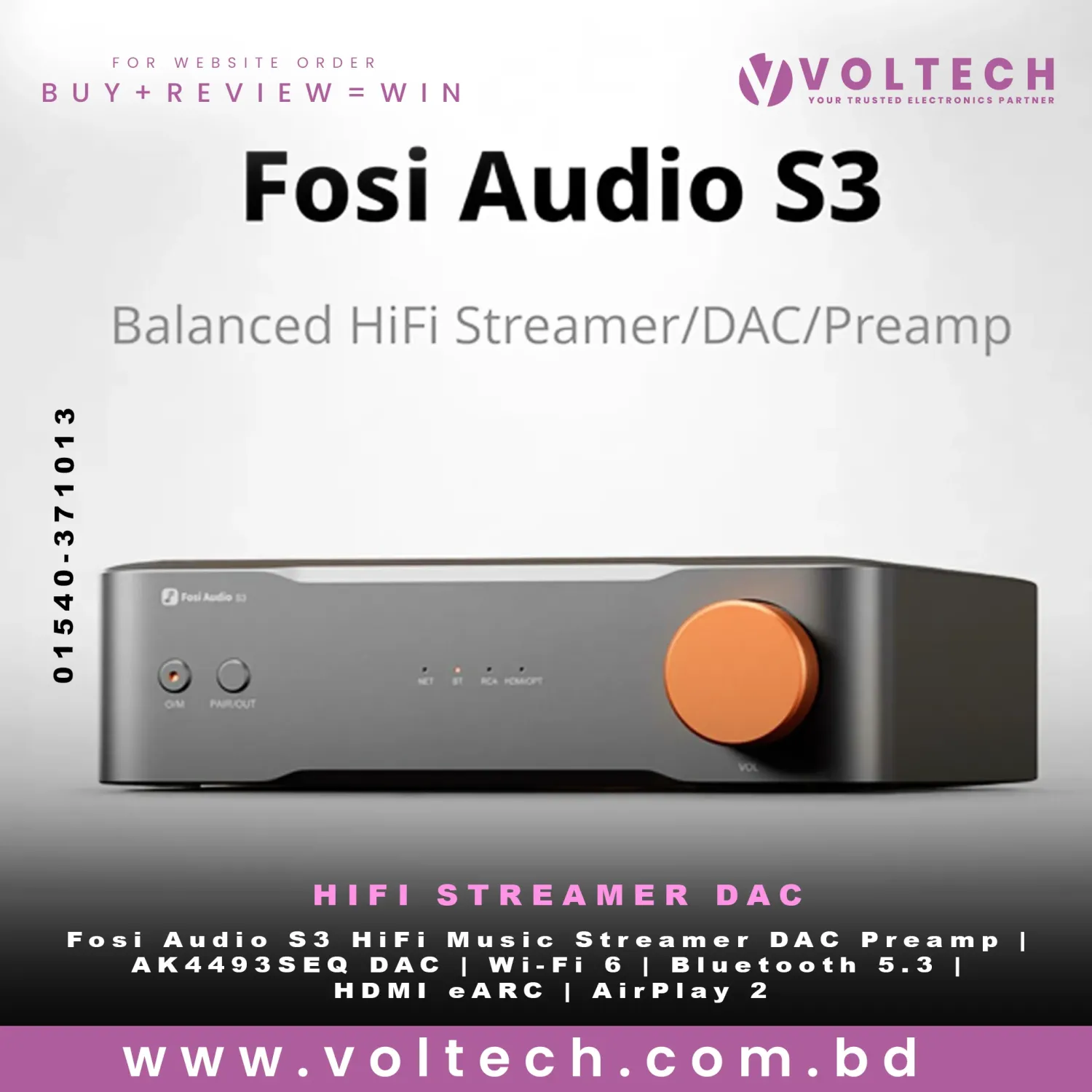 Fosi Audio S3 HiFi Music Streamer DAC Preamp | AK4493SEQ DAC | Wi-Fi 6 | Bluetooth 5.3 | HDMI eARC | AirPlay 2 Fosi Audio S3 HiFi Music Streamer DAC Preamp | AK4493SEQ DAC | Wi-Fi 6 | Bluetooth 5.3 | HDMI eARC | AirPlay 2