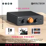 Fosi Audio P4 Mini Stereo Preamplifier with 3 RCA Inputs | Adjustable Gain 3/6/9dB | Bass & Treble Control 