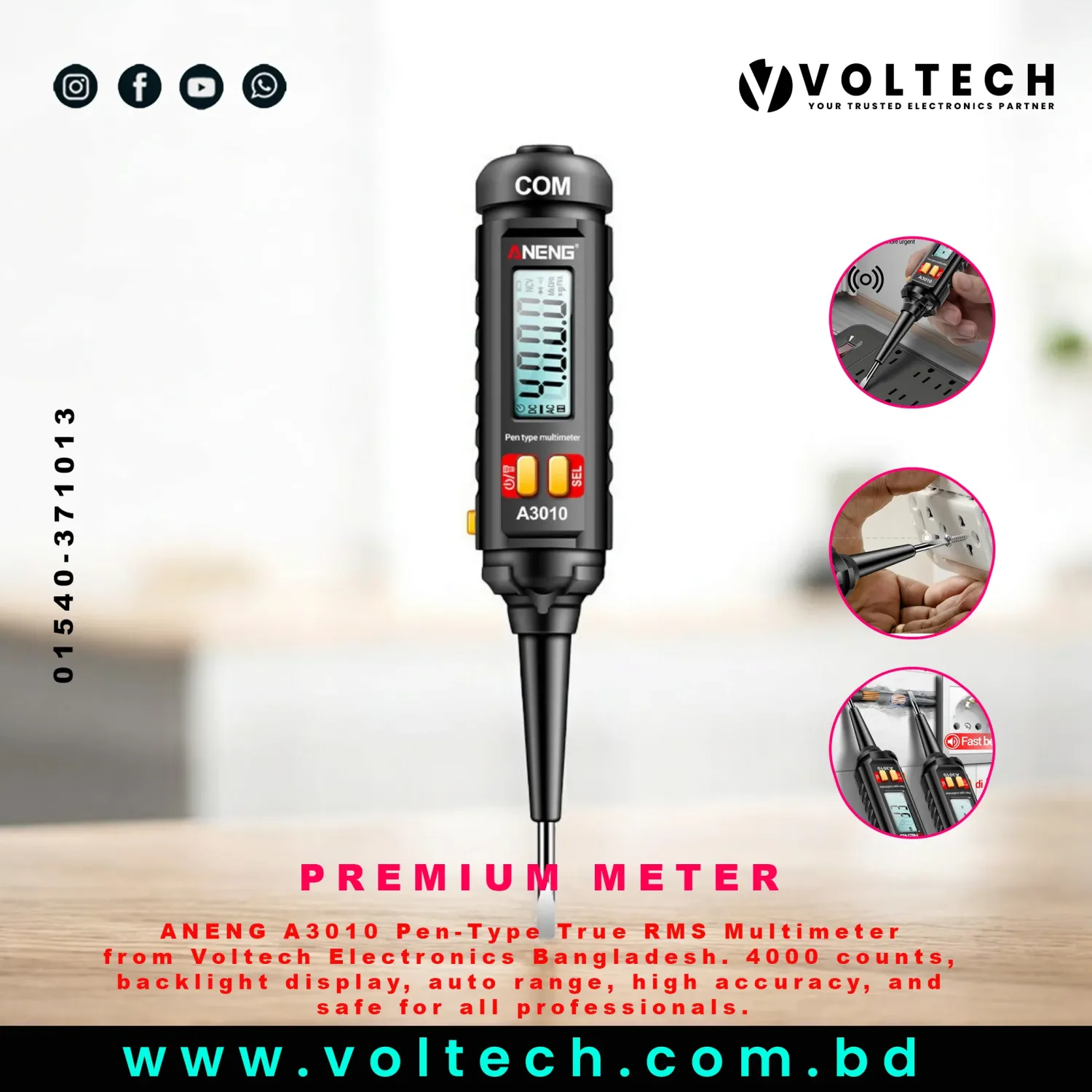 ANENG A3010 4000 Counts Pen-Type Multimeter True-RMS Backlight Multi Meter Digital Auto Range Tester ANENG A3010 4000 Counts Pen-Type Multimeter True-RMS Backlight Multi Meter Digital Auto Range Tester