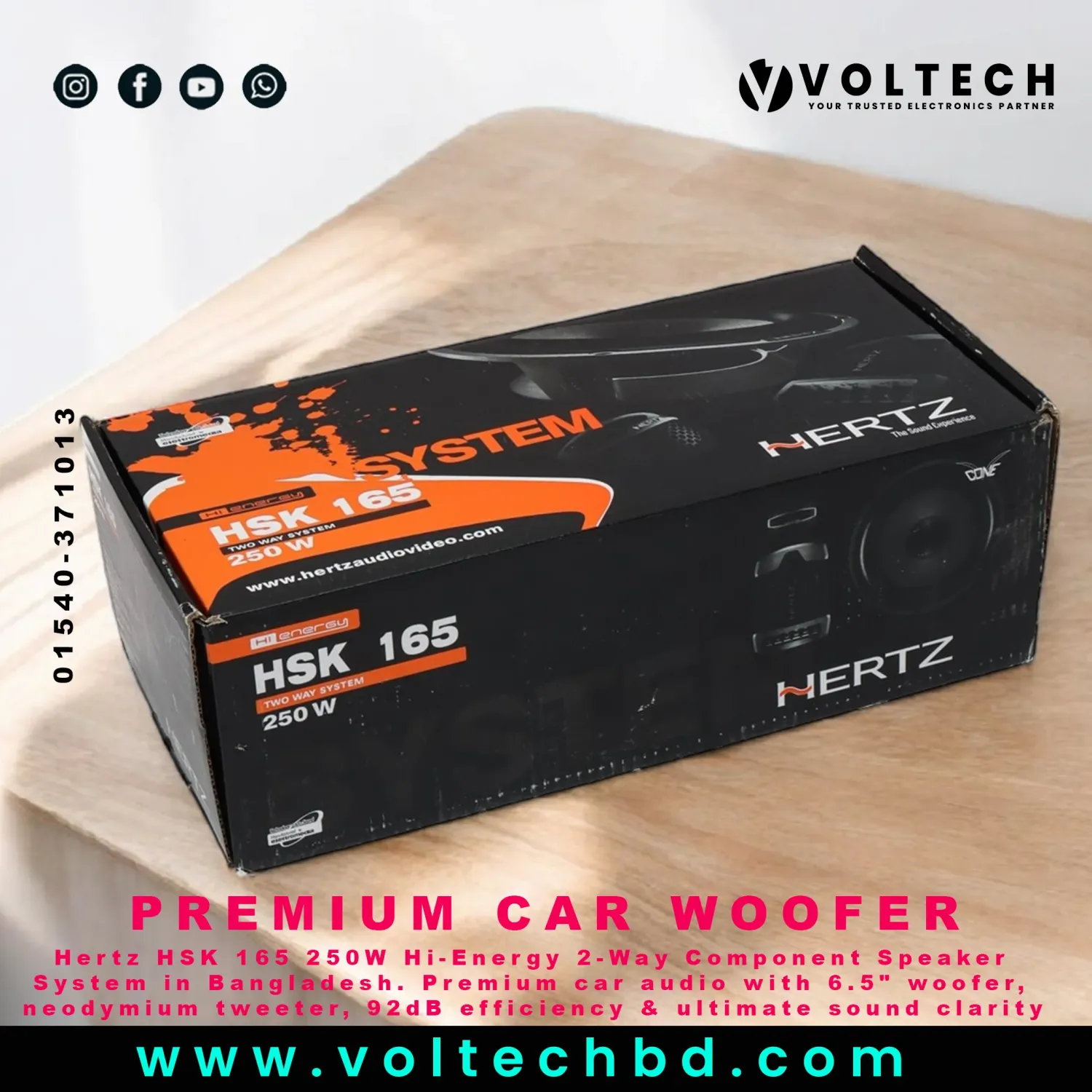 Hertz HSK 165 Hi-Energy 250W 2-Way Component Speaker System | Premium Car Audio BD | Voltech Electronics