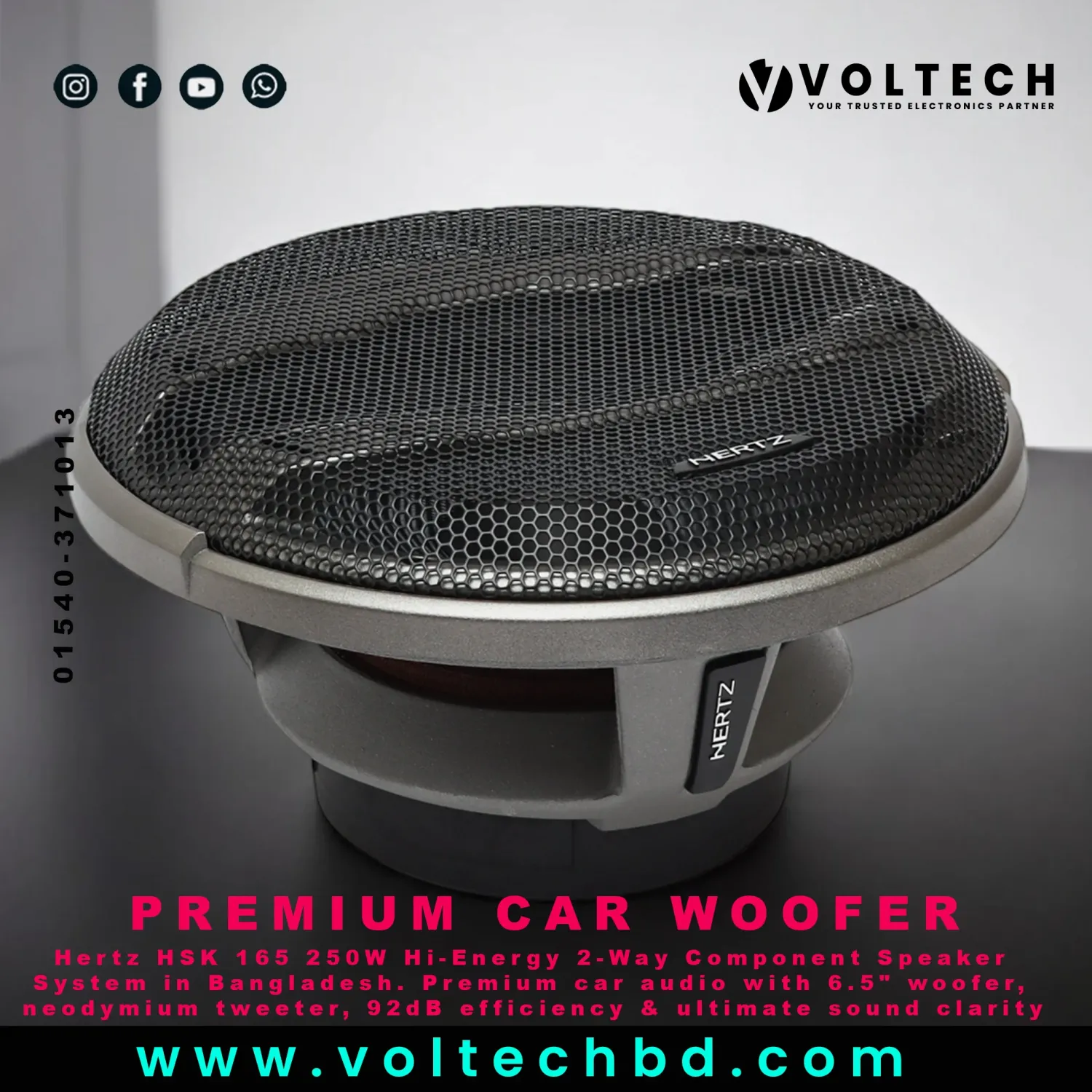 Hertz HSK 165 Hi-Energy 250W 2-Way Component Speaker System | Premium Car Audio BD | Voltech Electronics