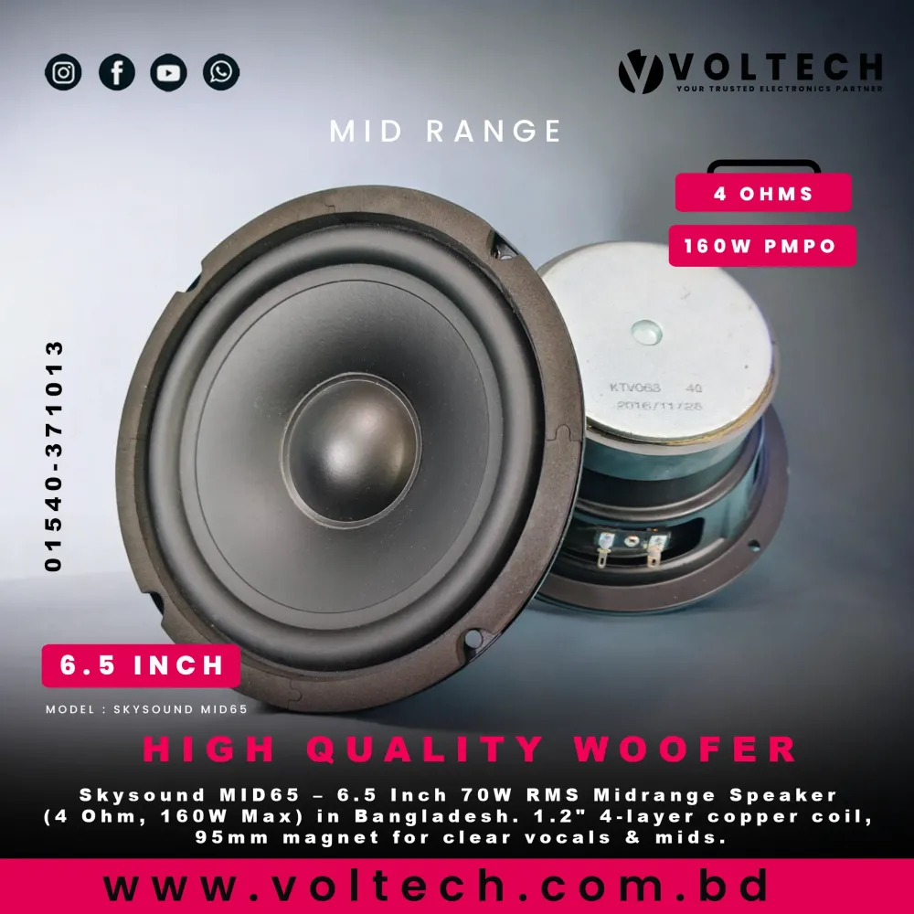 Skysound MID65 160 Watt 4 Ohm 6.5 Inch Midrange Speaker | Voltech Electronics