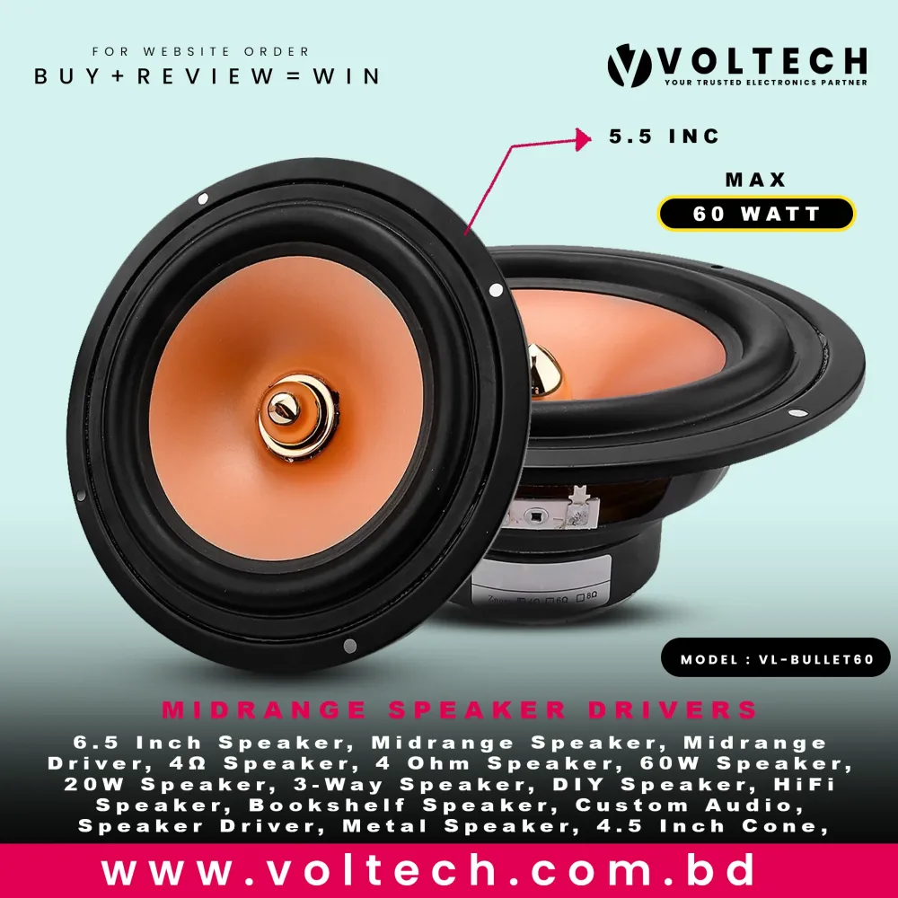 Voltech VL-BULLET 60 Midrange Speaker Driver | 60W 4Ω High-Power Bullet Loudspeaker ( SINGLE PCS ) 