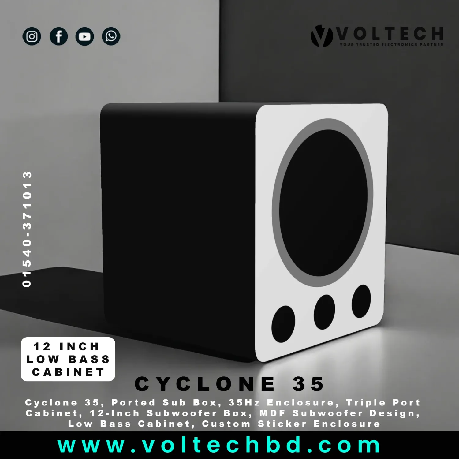 Cyclone 35 – High-Performance Ported Subwoofer Enclosure Design (33–35 Hz Tuned) For 12 Inch