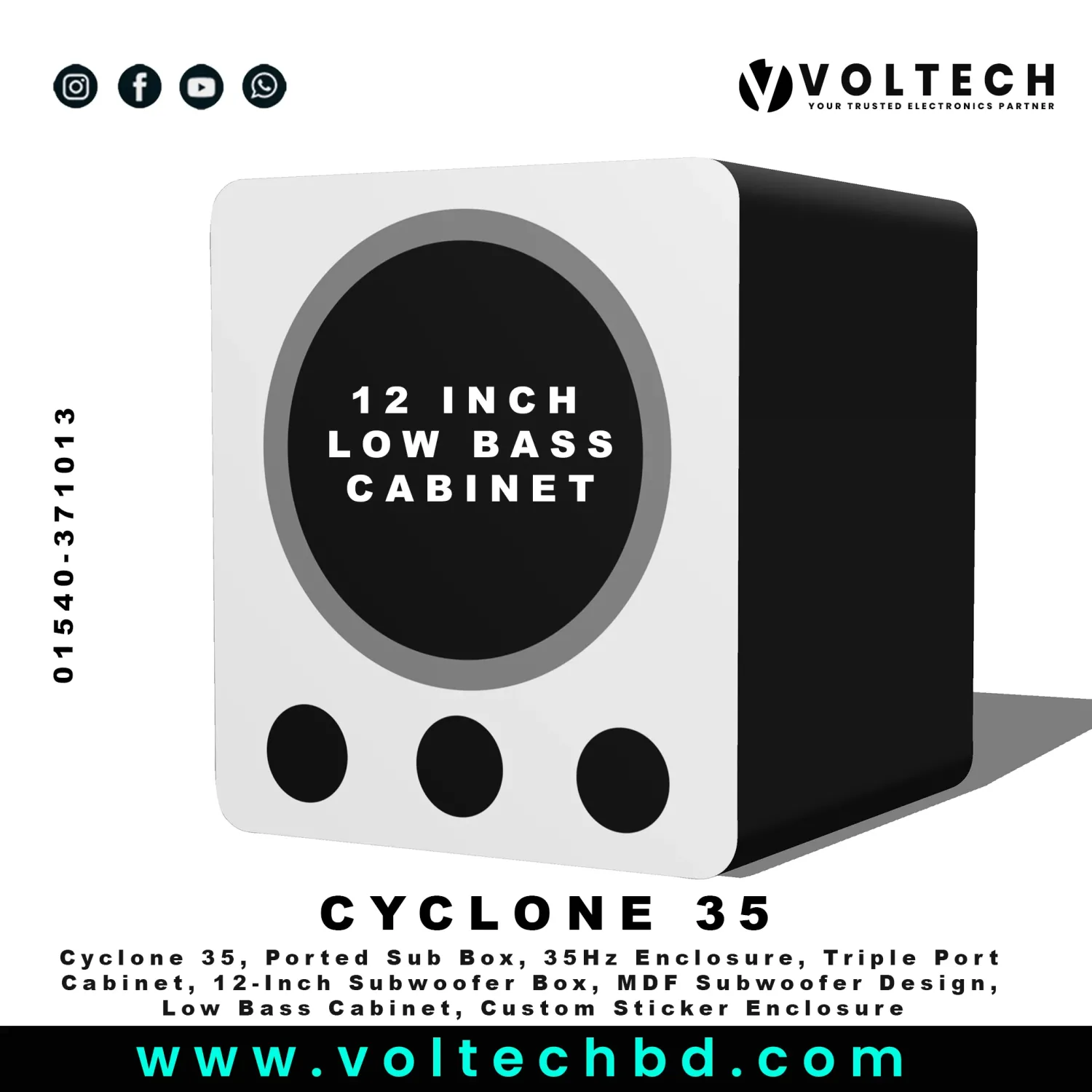 Cyclone 35 – High-Performance Ported Subwoofer Enclosure Design (33–35 Hz Tuned) For 12 Inch