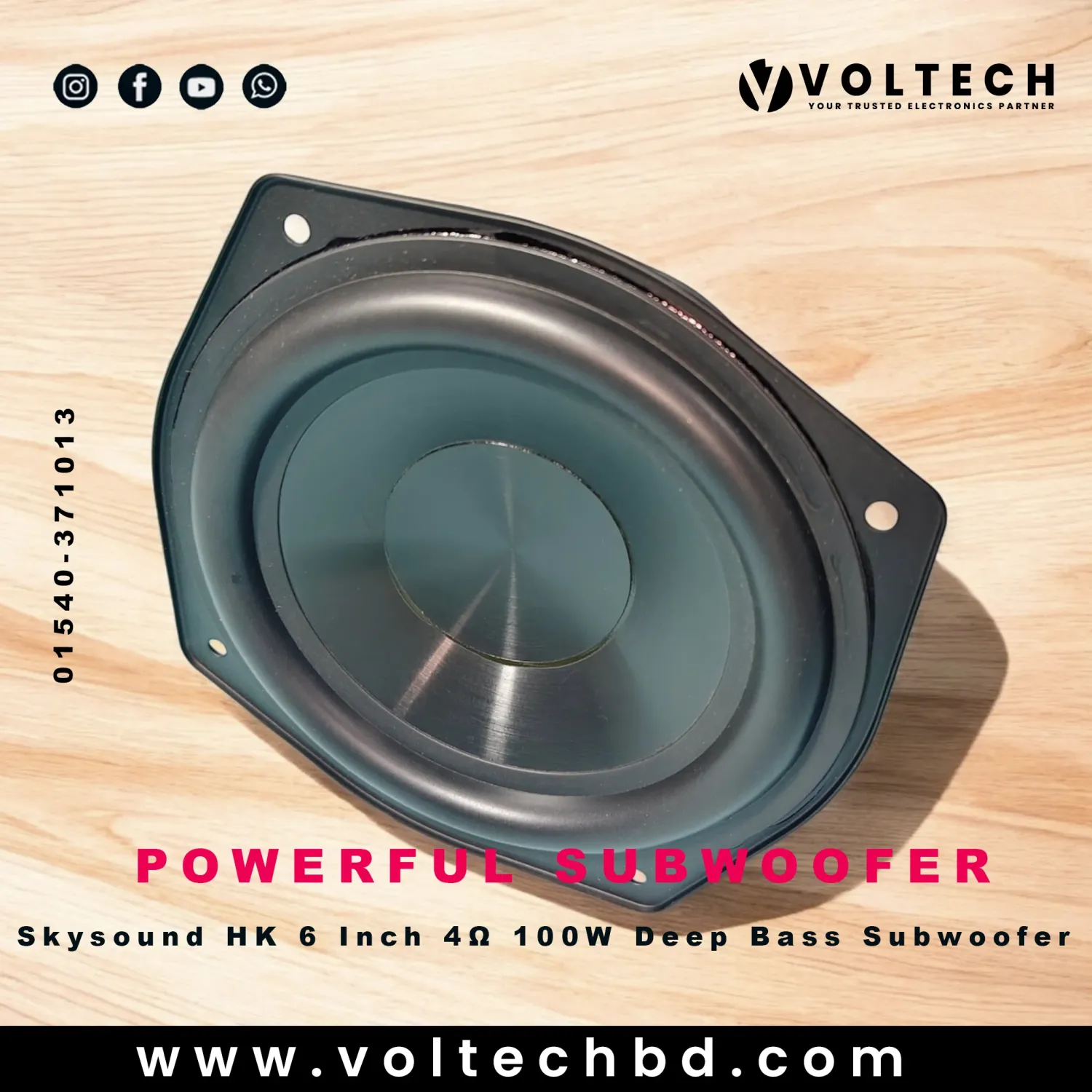 Skysound HK 6 Inch Subwoofer – Deep & Powerful Bass | Voltech Electronics