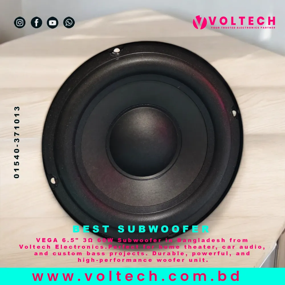 VEGA 6.5 Inch 3Ω 60W Subwoofer | Deep Bass Woofer Speaker | Voltech Electronics Bangladesh